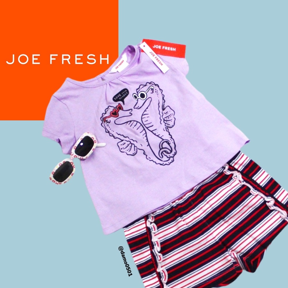 NWT Baby Girls Joe Fresh Purple & Red Seahorse Set